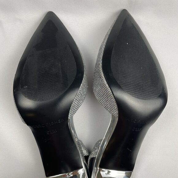 Marc Fisher Glittery 3/4 Pump Sling Back Pumps Silver-6.5M - Picture 6 of 7
